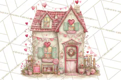 Heart Homes Valentine Clipart PNG, Whimsical Houses Product Image 5