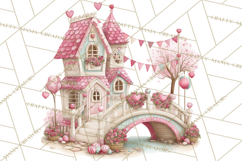 Heart Homes Valentine Clipart PNG, Whimsical Houses Product Image 3