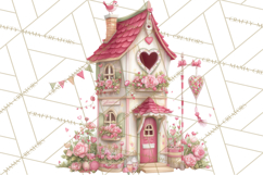Heart Homes Valentine Clipart PNG, Whimsical Houses Product Image 4