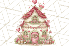 Heart Homes Valentine Clipart PNG, Whimsical Houses Product Image 5