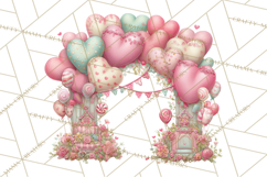 Heart Homes Valentine Clipart PNG, Whimsical Houses Product Image 4