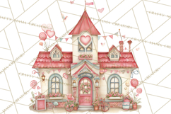 Heart Homes Valentine Clipart PNG, Whimsical Houses Product Image 5