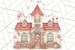 Heart Homes Valentine Clipart PNG, Whimsical Houses Product Image 5