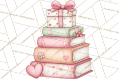 Valentine Book Nook Clipart, Mini Library Valentine Art Product Image 2