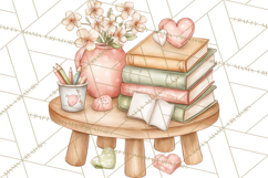 Valentine Book Nook Clipart, Mini Library Valentine Art Product Image 4