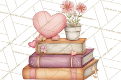 Valentine Book Nook Clipart, Mini Library Valentine Art Product Image 5