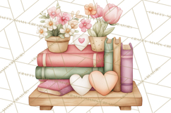 Valentine Book Nook Clipart, Mini Library Valentine Art Product Image 2