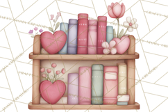 Valentine Book Nook Clipart, Mini Library Valentine Art Product Image 3