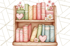 Valentine Book Nook Clipart, Mini Library Valentine Art Product Image 4