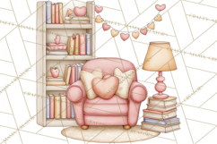 Valentine Book Nook Clipart, Mini Library Valentine Art Product Image 5