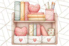 Valentine Book Nook Clipart, Mini Library Valentine Art Product Image 2