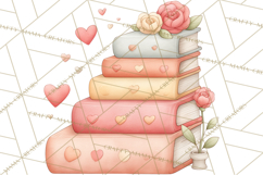 Valentine Book Nook Clipart, Mini Library Valentine Art Product Image 3
