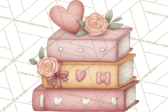 Valentine Book Nook Clipart, Mini Library Valentine Art Product Image 5