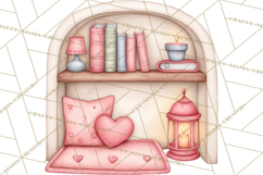 Valentine Book Nook Clipart, Mini Library Valentine Art Product Image 5