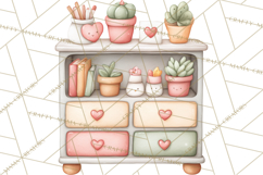 Valentine Book Nook Clipart, Mini Library Valentine Art Product Image 2