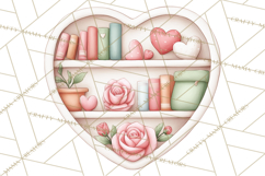 Valentine Book Nook Clipart, Mini Library Valentine Art Product Image 3