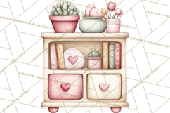 Valentine Book Nook Clipart, Mini Library Valentine Art Product Image 4