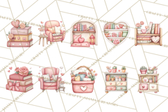 Valentine Book Nook Clipart, Mini Library Valentine Art Product Image 3