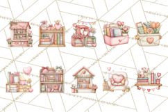 Valentine Book Nook Clipart, Mini Library Valentine Art Product Image 5