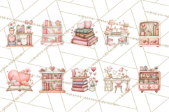 Valentine Book Nook Clipart, Mini Library Valentine Art Product Image 6