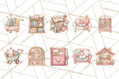 Valentine Book Nook Clipart, Mini Library Valentine Art Product Image 7