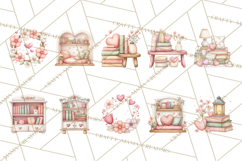 Valentine Book Nook Clipart, Mini Library Valentine Art Product Image 8