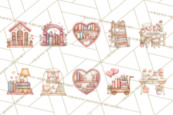 Valentine Book Nook Clipart, Mini Library Valentine Art Product Image 9