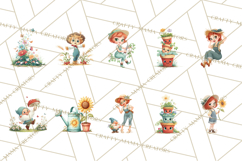 Vintage Gardener Clipart Cute Retro Girl Garden PNG Product Image 12