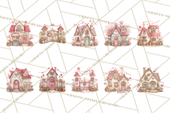 Heart Homes Valentine Clipart PNG, Whimsical Houses Product Image 7