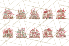 Heart Homes Valentine Clipart PNG, Whimsical Houses Product Image 8