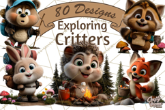 Cozy Exploring Critters Clipart, Camping Clip Art PNG Product Image 1