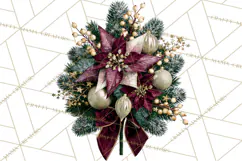 Plum Antique Gold Christmas Clipart PNG Product Image 4
