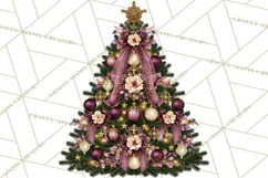 Plum Antique Gold Christmas Clipart PNG Product Image 3