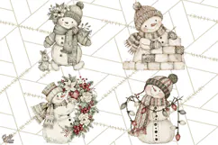 Snowman Clipart, Cute Winter Snowman PNG, Cozy Snowmen Product Image 1