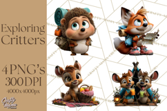 Cozy Exploring Critters Clipart, Camping Clip Art PNG Product Image 1