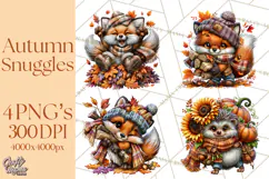 Cute Fall Critter Clipart Woodland Autumn PNG Product Image 1