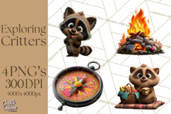 Cozy Exploring Critters Clipart, Camping Clip Art PNG Product Image 1