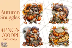 Cute Fall Critter Clipart Woodland Autumn PNG Product Image 1