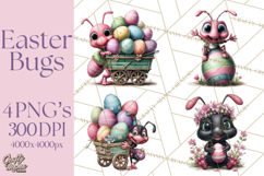 Cute Easter Bugs Clipart PNG, Kids Easter PNG Files Product Image 1