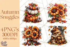 Cute Fall Critter Clipart Woodland Autumn PNG Product Image 1