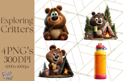 Cozy Exploring Critters Clipart, Camping Clip Art PNG Product Image 1