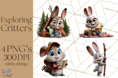 Cozy Exploring Critters Clipart, Camping Clip Art PNG Product Image 1