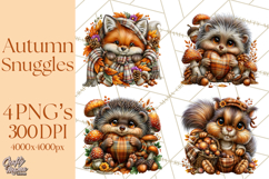 Cute Fall Critter Clipart Woodland Autumn PNG Product Image 1