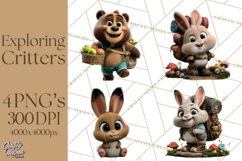 Cozy Exploring Critters Clipart, Camping Clip Art PNG Product Image 1