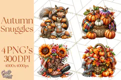 Cute Fall Critter Clipart Woodland Autumn PNG Product Image 1