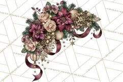 Plum Antique Gold Christmas Clipart PNG Product Image 4