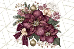 Plum Antique Gold Christmas Clipart PNG Product Image 5