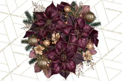 Plum Antique Gold Christmas Clipart PNG Product Image 2