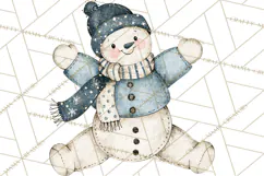 Snowman Clipart, Cute Winter Snowman PNG, Cozy Snowmen Product Image 3