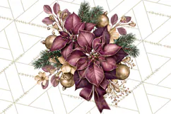 Plum Antique Gold Christmas Clipart PNG Product Image 3